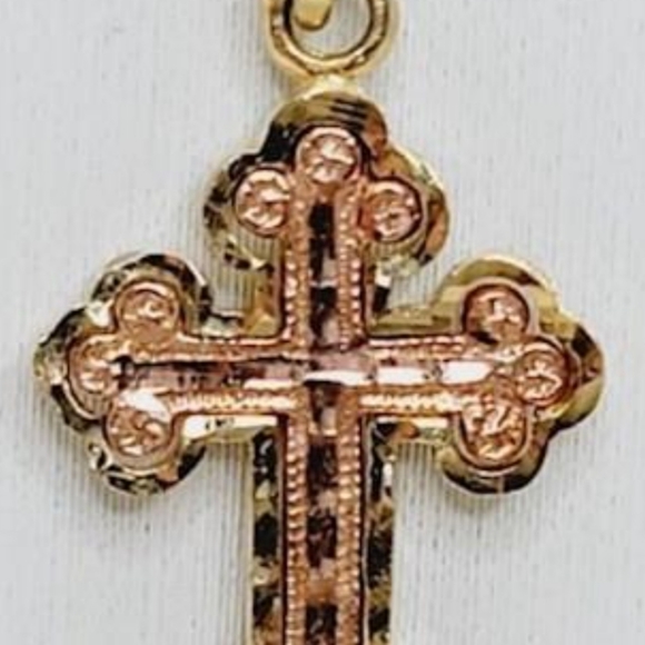 Zales 14k Yellow & Rose Gold Cross Necklace - Picture 7 of 7